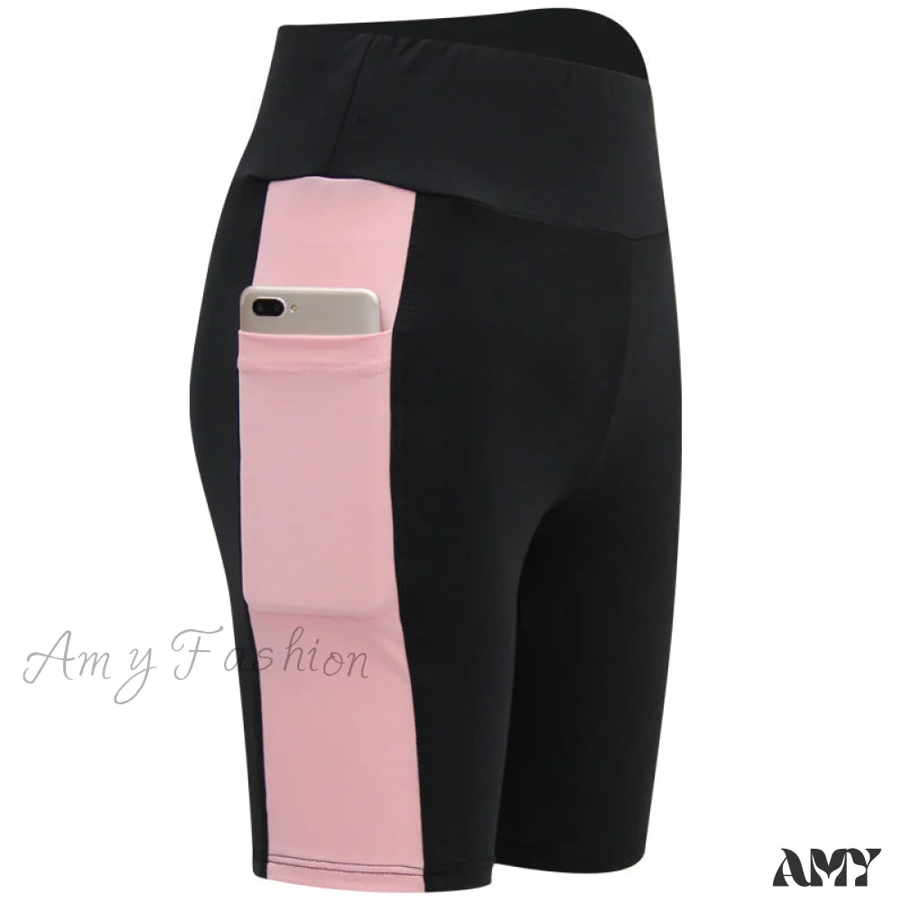 Amy Fashion - Yoga Pants Gym Sports Running Shorts 1-Pink / S