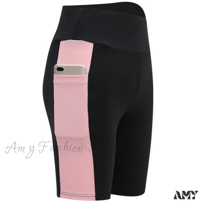 Amy Fashion - Yoga Pants Gym Sports Running Shorts 1-Pink / S