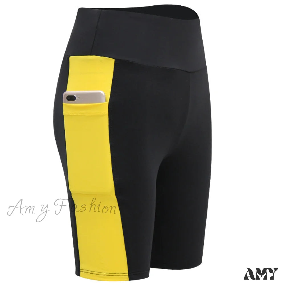 Amy Fashion - Yoga Pants Gym Sports Running Shorts 1-Yellow / S