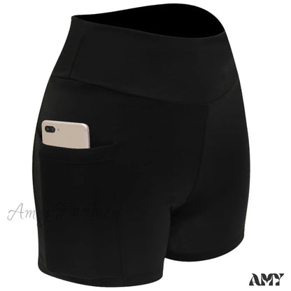 Amy Fashion - Yoga Pants Gym Sports Running Shorts 2-Black / S