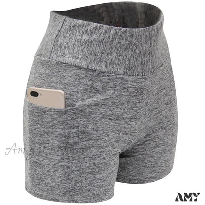 Amy Fashion - Yoga Pants Gym Sports Running Shorts 2-Dark Hemp Grey / S