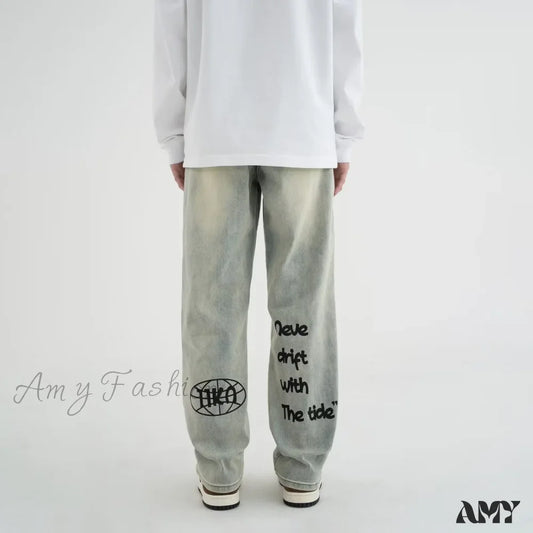 Amy Fashion - Youth Simple New Lazy Versatile Autumn Women’s And Trousers Jean Apricot / S