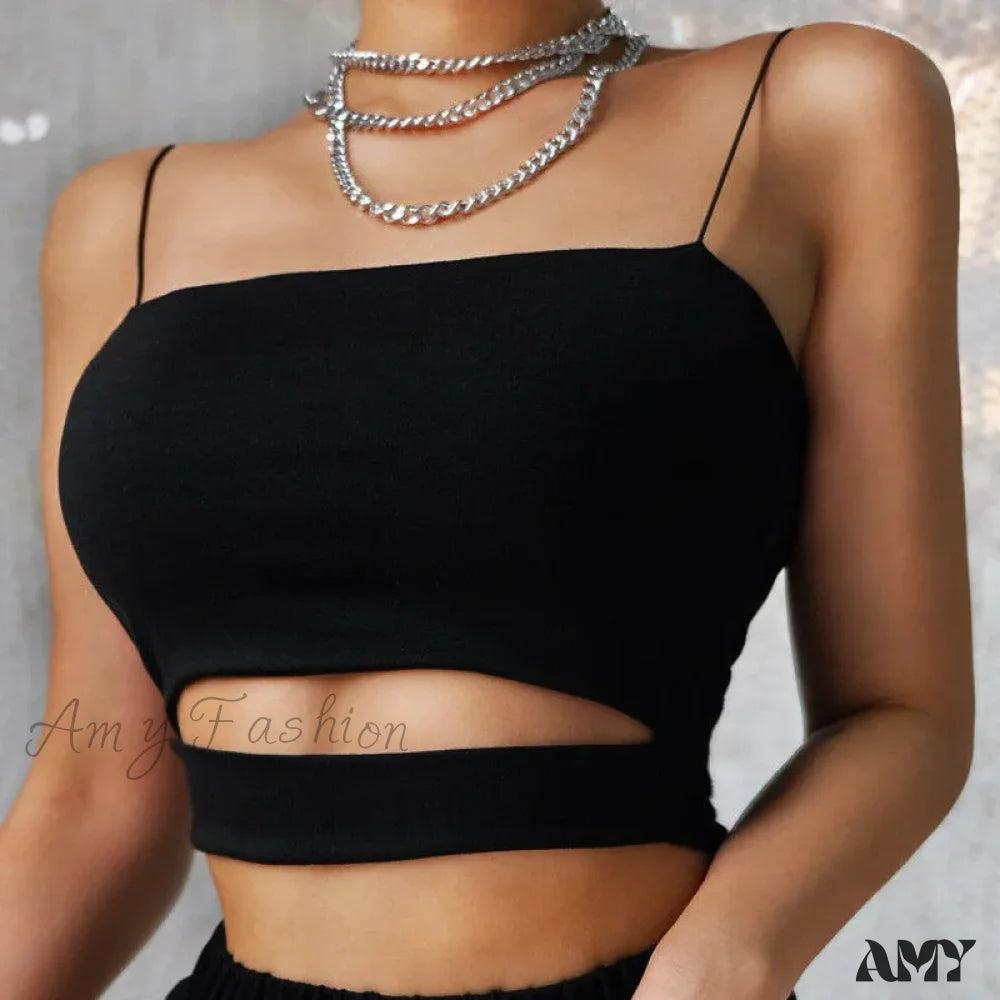 Amy - Summer Sexy Cut-Out Sleeveless Tank Blouse Crop Top