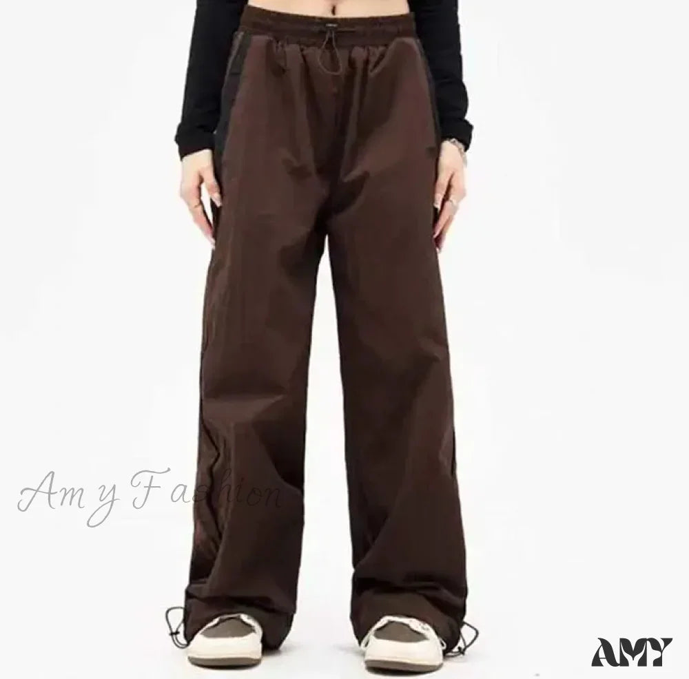 Autumn Vintage Drawstring Sport Style Mid Waist Pants