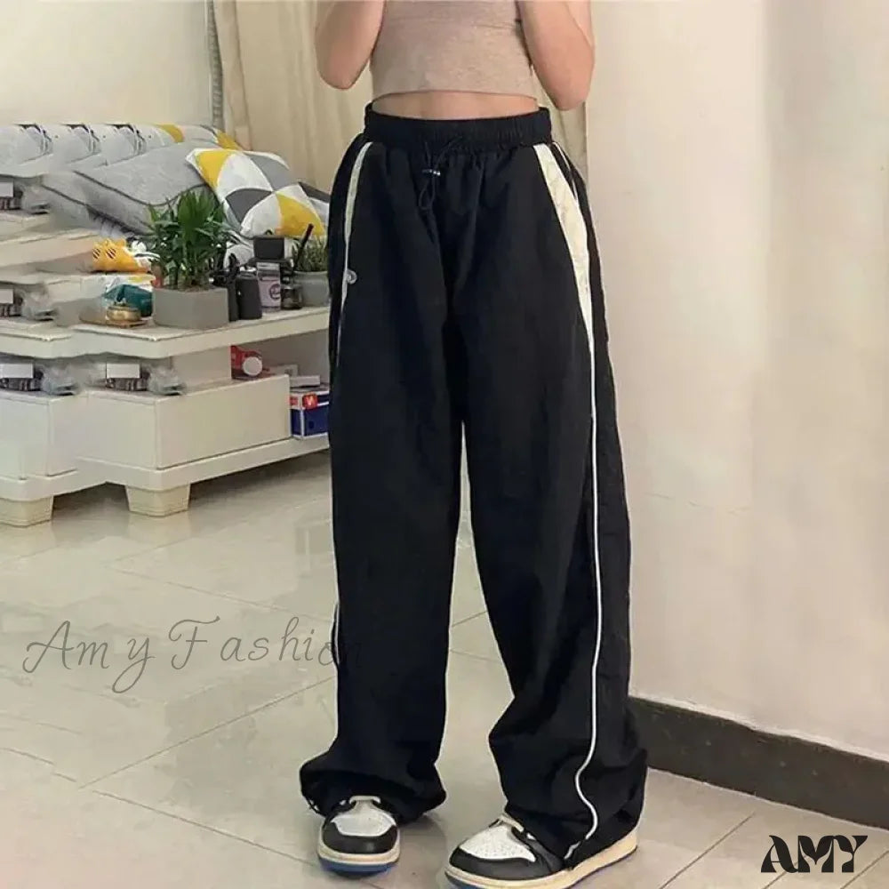 Autumn Vintage Drawstring Sport Style Mid Waist Pants