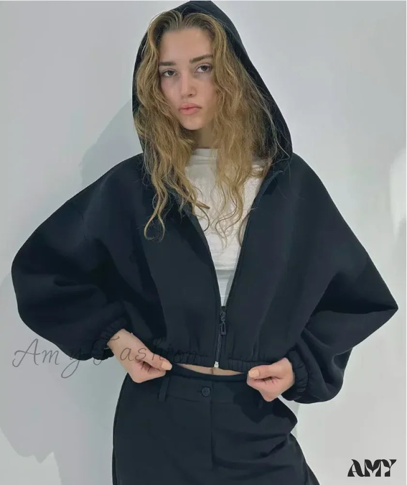 Autumn Y2K Retro Gothic Oversized Darkly Cozy Comfortable Hoodies Black / S