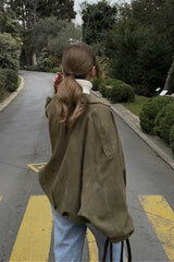 Batwing Sleeve Zippered Bomber Jacket