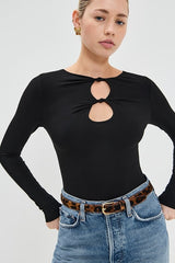 Sexy Solid Cutout Long Sleeve Fitted Base Layer