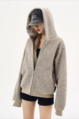 Black Knit Dual-Zip Mesh Fingerloop Hoodie