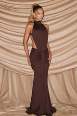 Solid Backless Mermaid Bodycon Party Dress