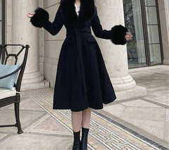 Red Wool Wrapped Waist Coat Black / S Coats-241208