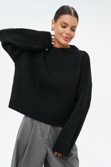 Solid Crewneck Loose Knit Sweater