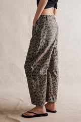 Leopard Print High-Rise Straight High-Street Jeans