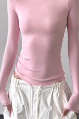 Vintage Solid Crew Neck Slim Long Sleeve Base Layer