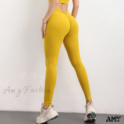 Back V Butt Yoga Pant Fitness Workout Gym Running Scrunch High Waist Active Wear Tight Leggings Bee