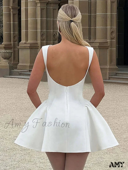 Backless A-Line Sleeveless Mini Dress For Ladies Night Christmas Party