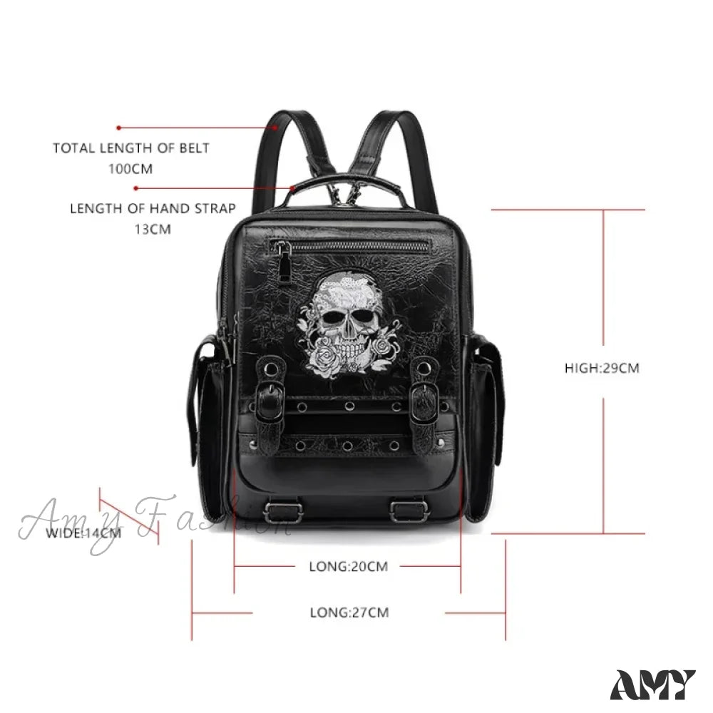 Backpack Skull Style Bag Large Waterproof Capacity Unisex Multi-Function Goth