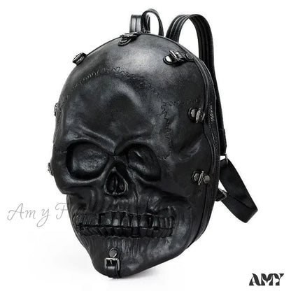 Backpack Travel 3D Bag Ghost Skull Vintage Gothic Punk Rivets Black