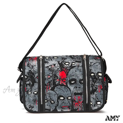 Bag Canvas Waterproof Ghost Large Shoulder Luminous Halloween Gothic Zombie Grey