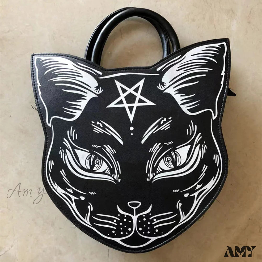 Bag Cat Gothic Handle Pentacle Top Fashion Punk Style