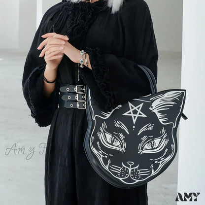 Bag Cat Gothic Handle Pentacle Top Fashion Punk Style