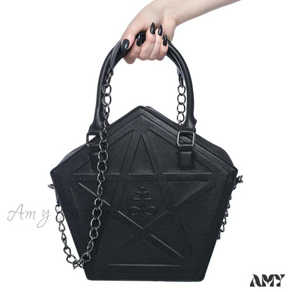 Bag Leather High Gothic Quality Darkness Pentagram Chain Soft Punk