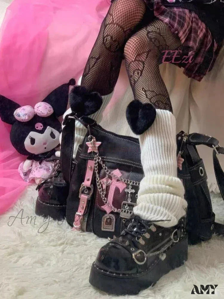 Bag Pink Trend Sanrio Chains Gothic Vintage Punk Cross