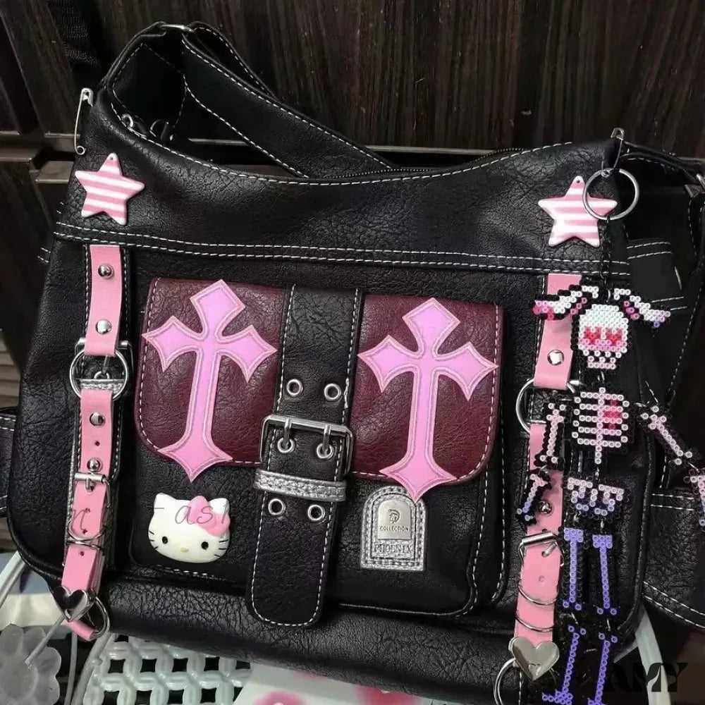 Bag Punk Pink Capacity Gothic High Hello Crossbody Vintage Kitty Trend