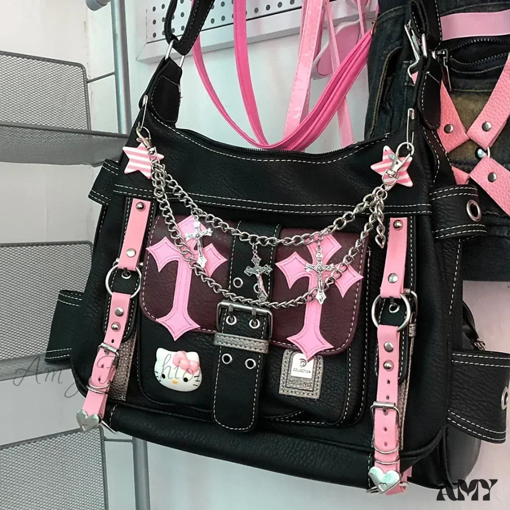 Bag Punk Pink Capacity Gothic High Hello Crossbody Vintage Kitty Trend