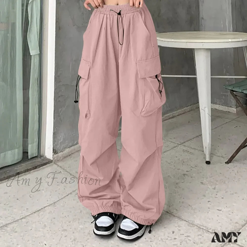 Baggy Wide Leg Korean Oversize Sweat Streetwear Pants Pink / S