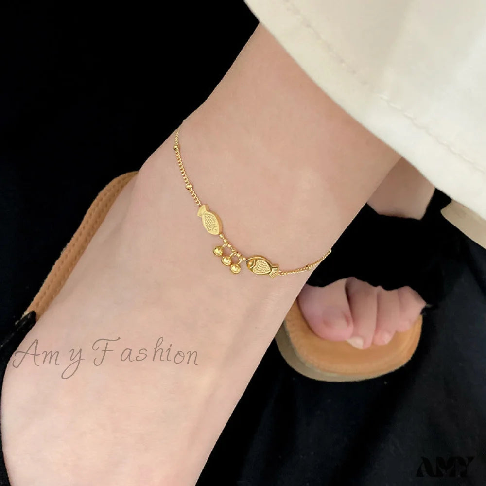 Ball Pendant Small Fish Anklet