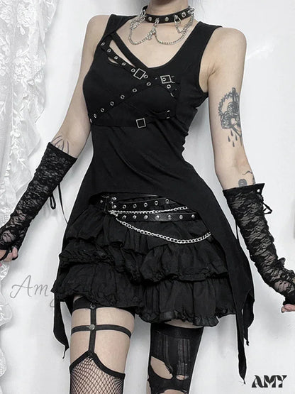 Bandage Cyber Crop Alt Top Eyelet Gothic Goth Y2K