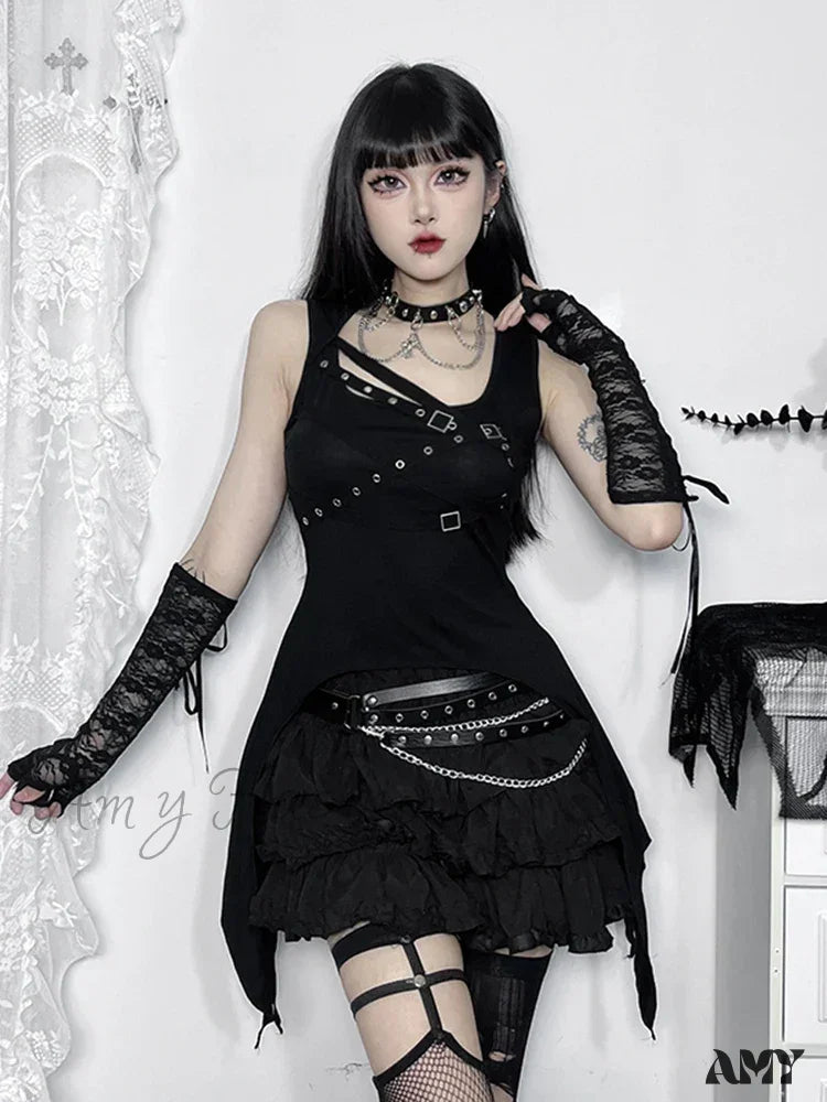 Bandage Cyber Crop Alt Top Eyelet Gothic Goth Y2K