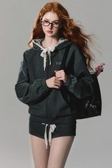 Lace-Trim Athletic Hoodie Set-Up