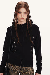 Double-Zip Fitted Short Hoodie