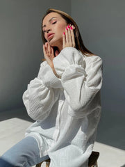 Loose White Cotton Blouse