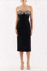 Bandage Rhinestone Strapless Luxury Party Dress