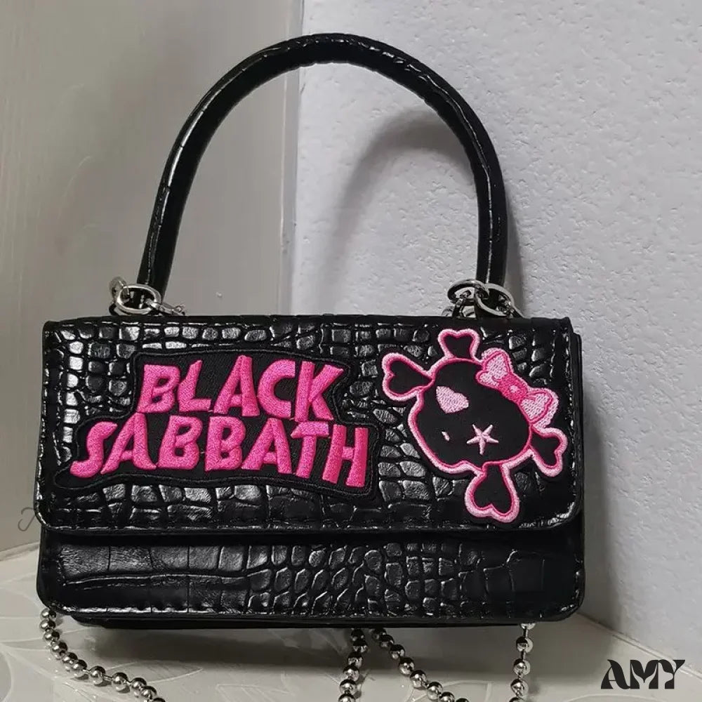 Black Harajuku Y2K Gothic Casual Punk Vintage Handle Chain Crossbody Bag