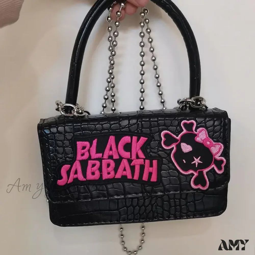 Black Harajuku Y2K Gothic Casual Punk Vintage Handle Chain Crossbody Bag