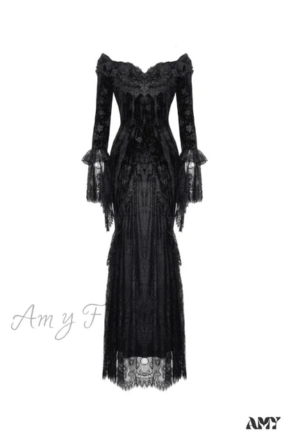 Black Women Mid-Length Dress Style Dark Gothic / Xs