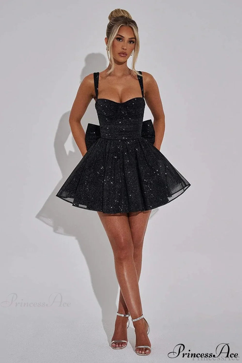 Bodycon Sequined Strapless Bow Party Dress