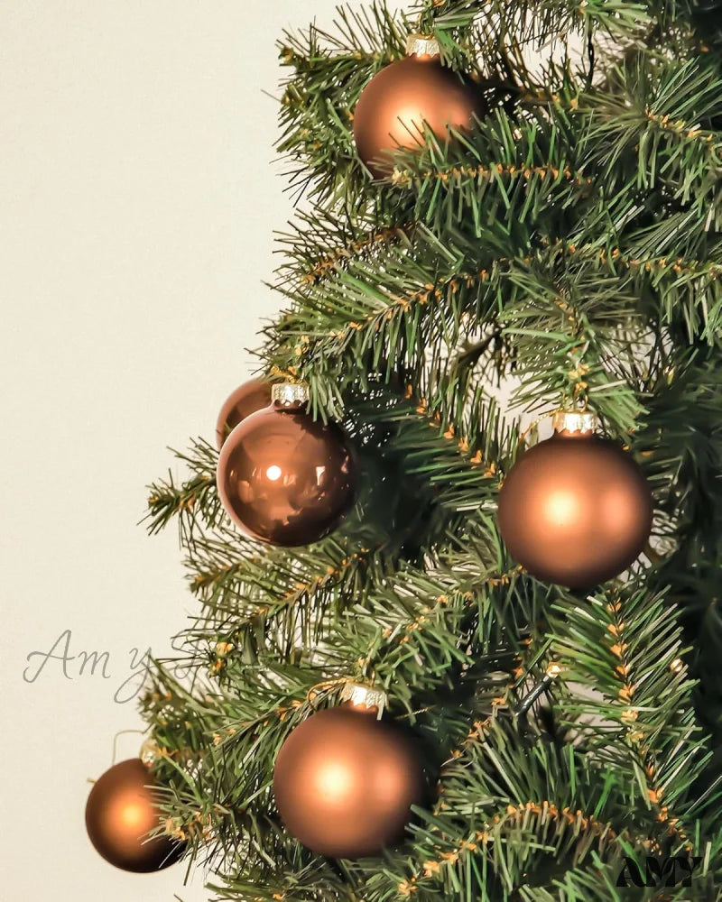 Brown Glass Christmas Ball Ornaments - Set Of 12