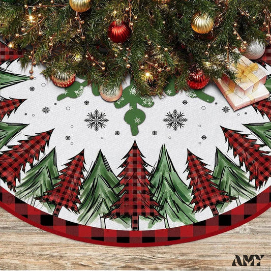 Buffalo Plaid Trees Pencil Tree Skirt - 48’’