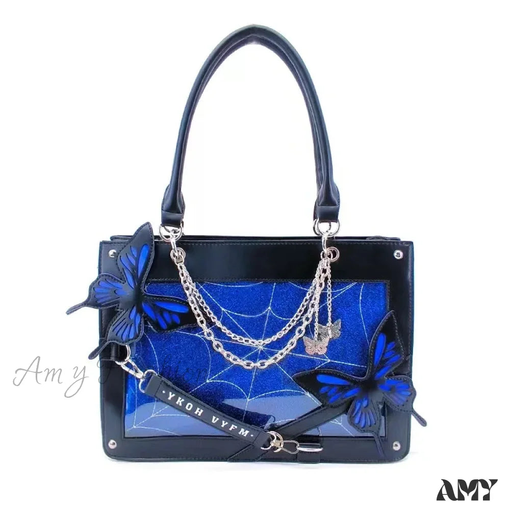 Butterfly Y2K Diy Web Transparent Letter Bag Spider Fashion Labyrinth Black Blue / 35X25X10.5Cm