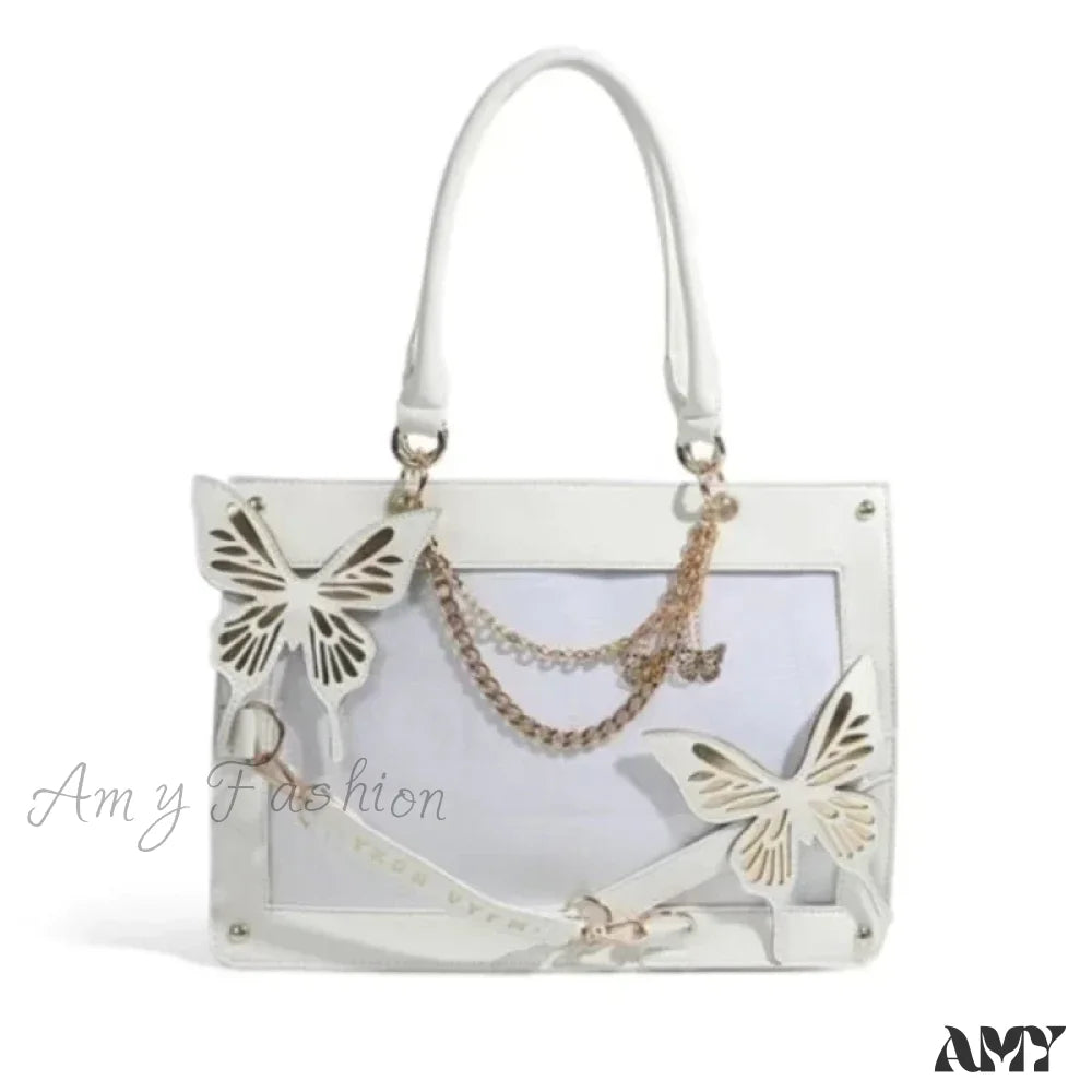 Butterfly Y2K Diy Web Transparent Letter Bag Spider Fashion Labyrinth White Gold / 35X25X10.5Cm