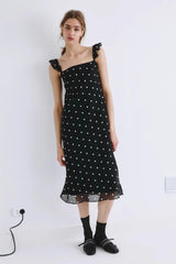 Spot Print Tulle Bodycon Midi Slip Dress