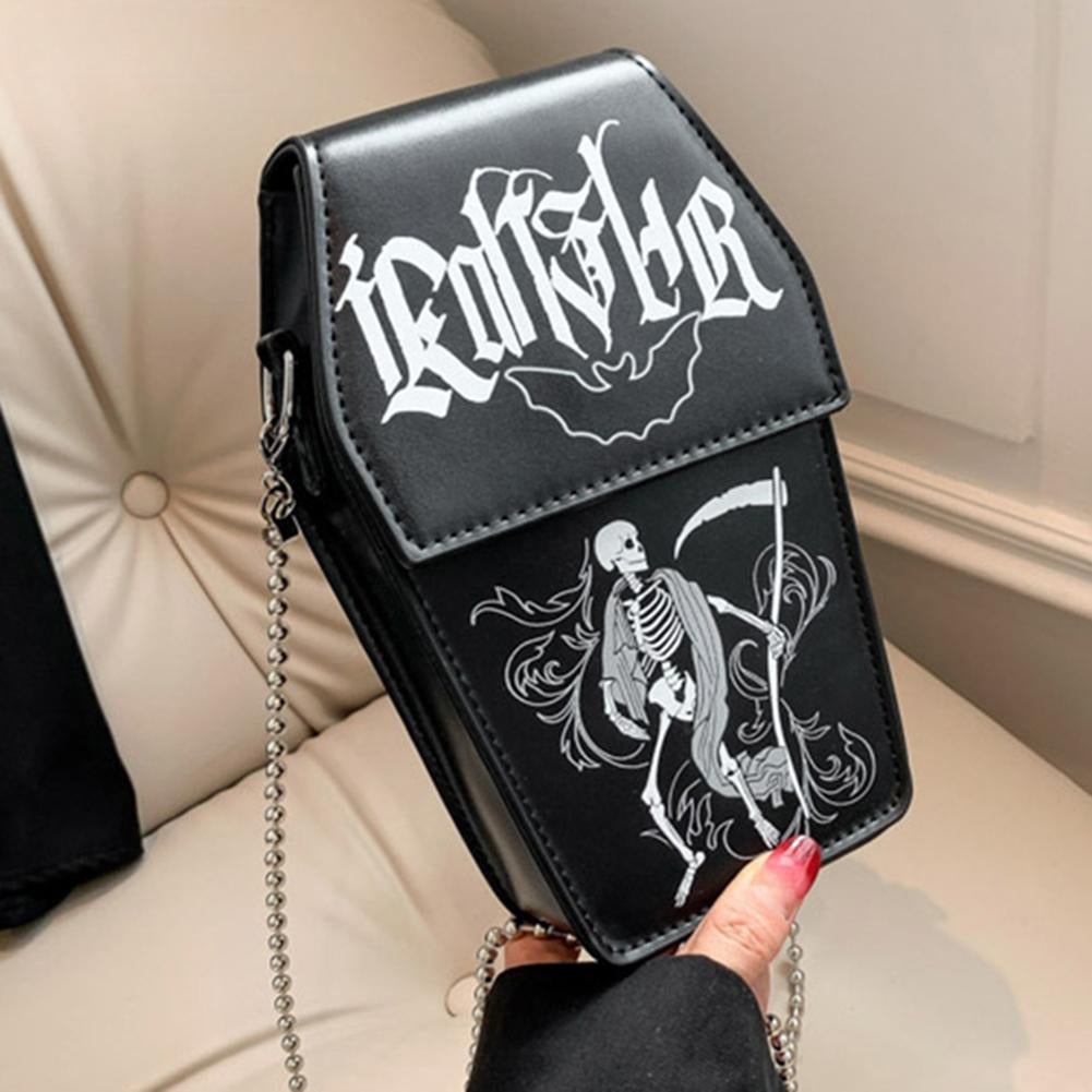 Shape PU Cosmetic Coffin Bag Leather Halloween Gothic Funny