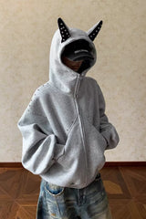 American Panel Rivet Doberman Ear Hoodie