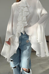 Ruffled Long-Sleeve Elegant Blouse