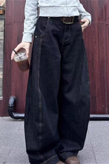 Retro Lazy Curved Leg Wide Leg Drop Crotch Jeans